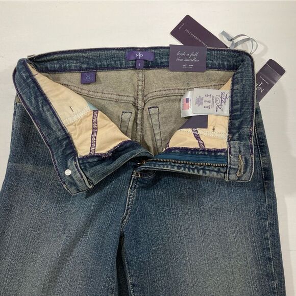 NYDJ Marilyn Jeans Size 6 Blue Denim Straight Leg Mid Rise Distressed #7017U - Picture 7 of 12
